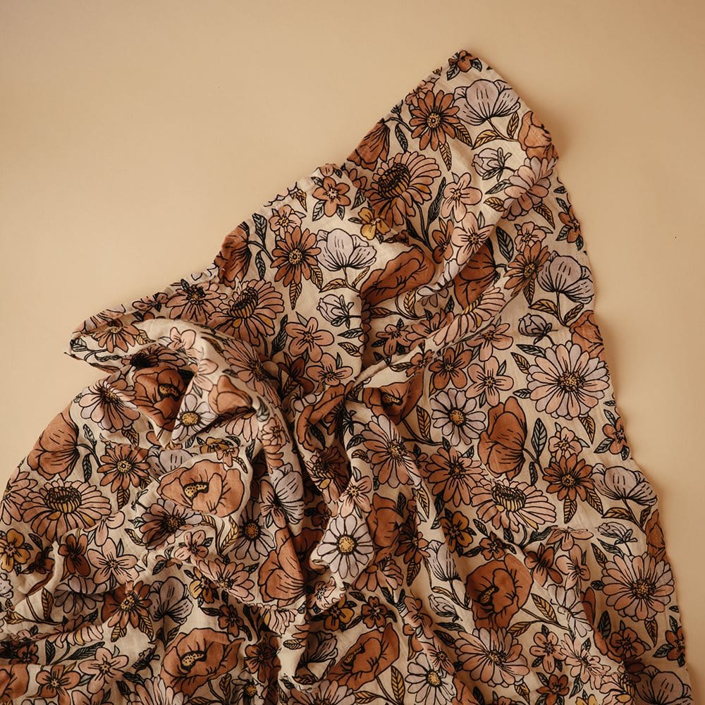 Mushie Manta Manta swaddle muselina flores retro- Mushie MU100424