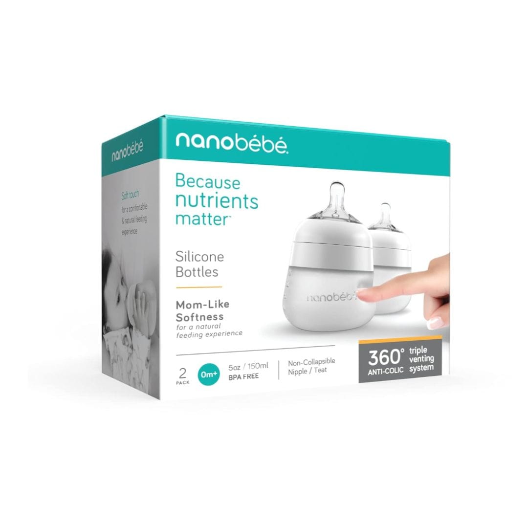 Nanobebe Mamadera Mamadera de silicona blanca 150 ml pack x2 FUS1013210