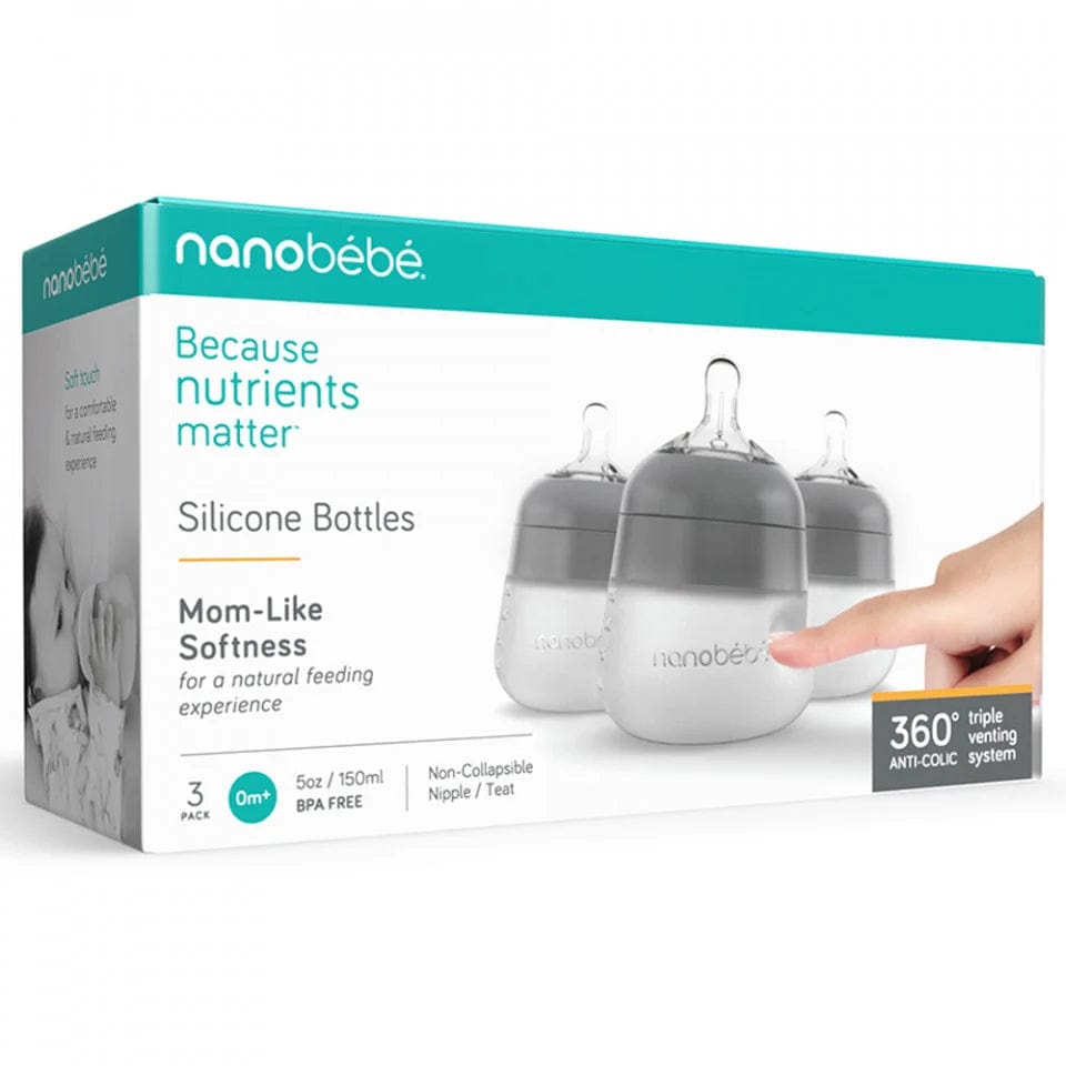 Nanobebe Mamadera Mamadera de silicona gris 150 ml pack x3 FUS1013315