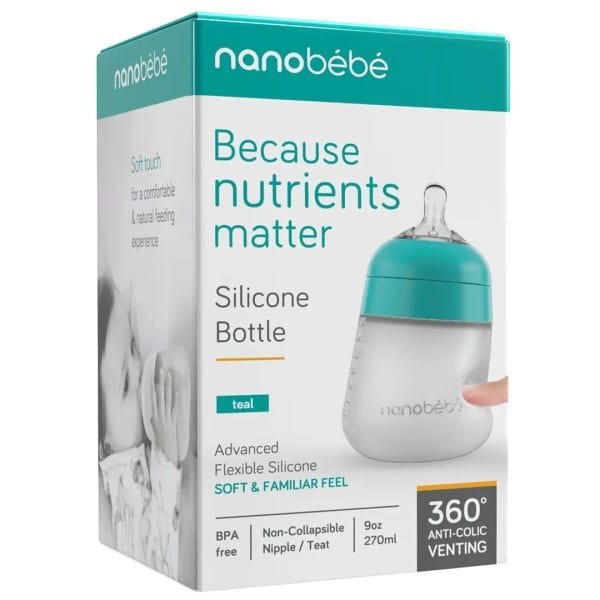 Nanobebe Mamadera Mamadera de silicona individual turquesa de 270 ml FUS1012112