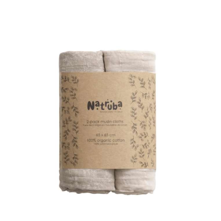 Natruba Accesorios bebé Pack de 2 muselinas crema CLT2-MUS-LEF-CR