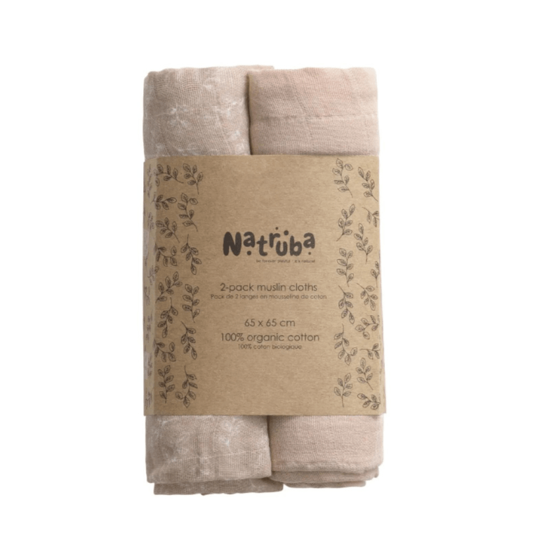 Natruba Accesorios bebé Pack de 2 muselinas Rosa CLT2-MUS-LEF-PD