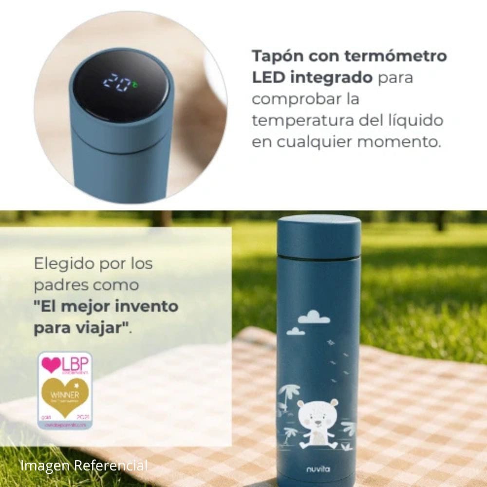 Nuvita Alimentación Termo para líquidos acero inoxidable con termómetro LED Sage green 500 ml - Nuvita NU-PPCP0060