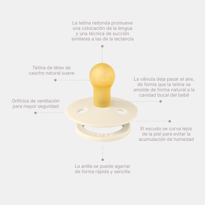 Pichintun Chupete Chupete Bibs redondo Colour x2 Talla 1 Ivory / Petrol - Bibs 110367