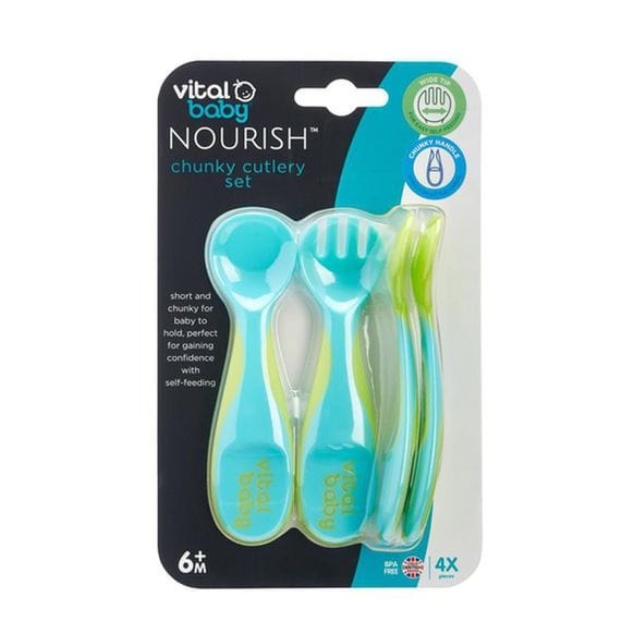 Pichintun Pack 4 cubiertos plástico azul y verde