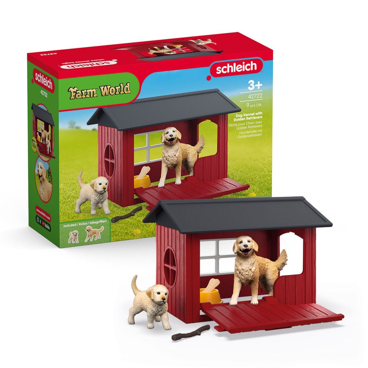 Schleich Animales y Dinosaurios Caseta para perro Golden Retriever coleccionable Farm Wolrd - Schleich SCH42722