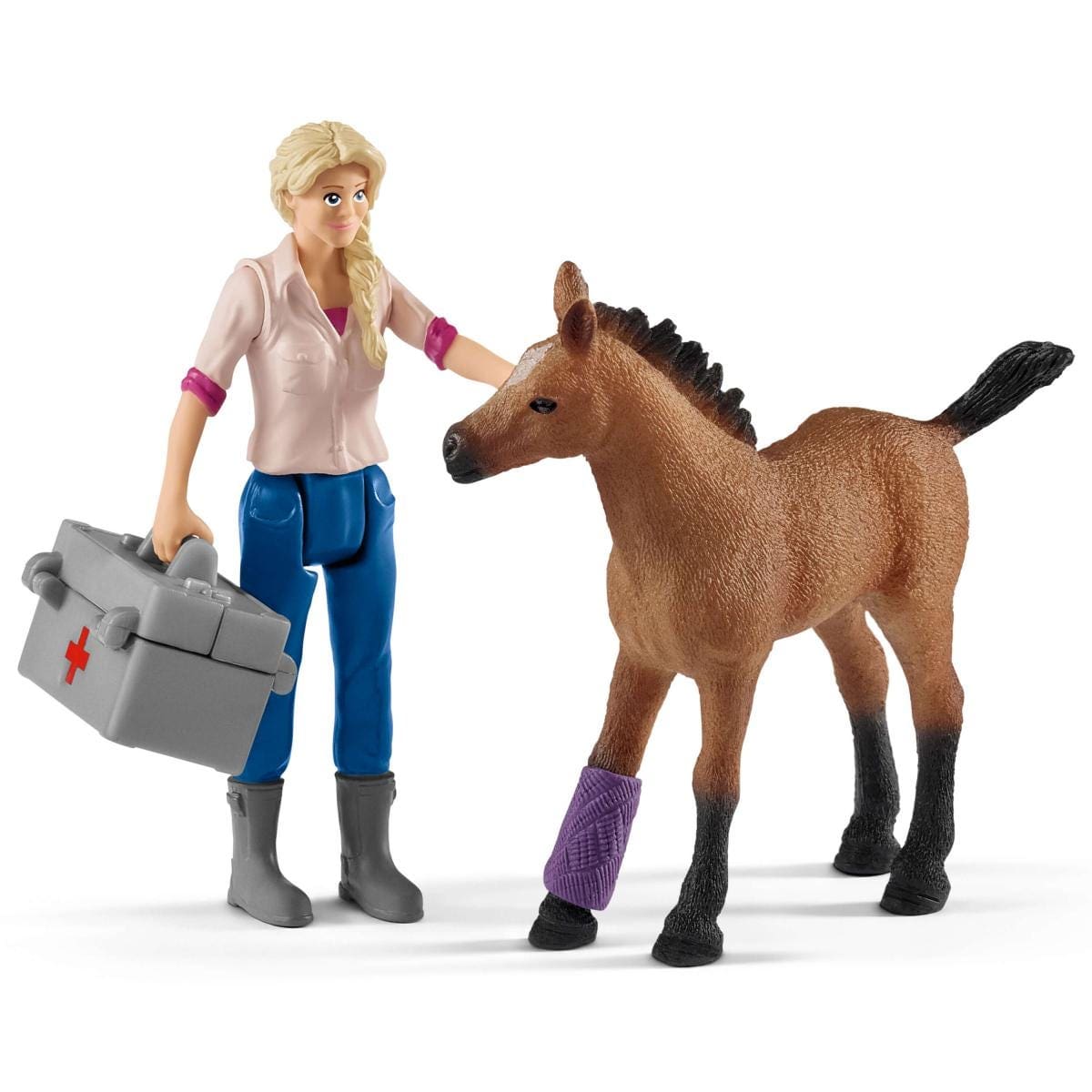 Schleich Animales y Dinosaurios Visita médica para yegua y potro coleccionable - Schleich SCH42486