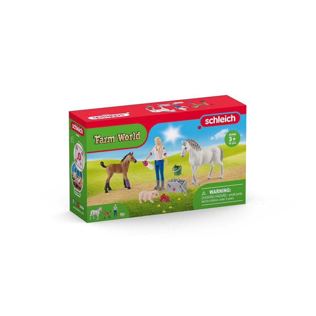 Schleich Animales y Dinosaurios Visita médica para yegua y potro coleccionable - Schleich SCH42486
