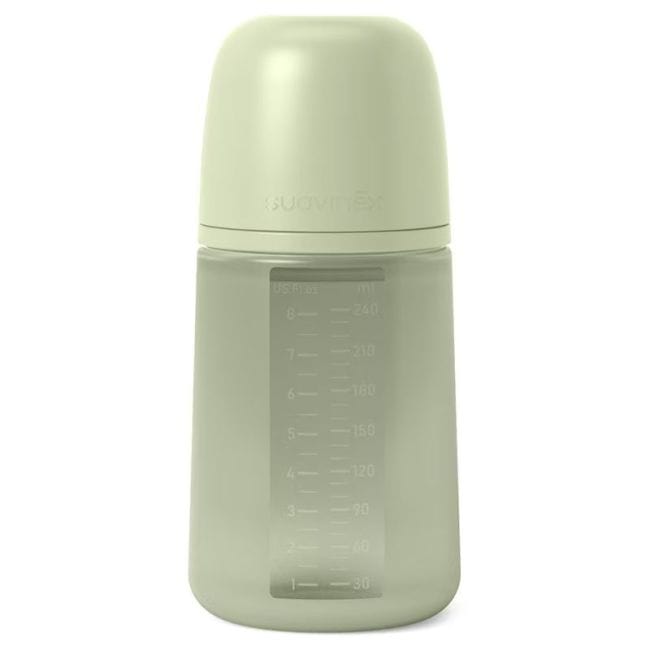Suavinex Mamadera Mamadera de silicona Anticólico 240 ML Flujo medio Verde 308070