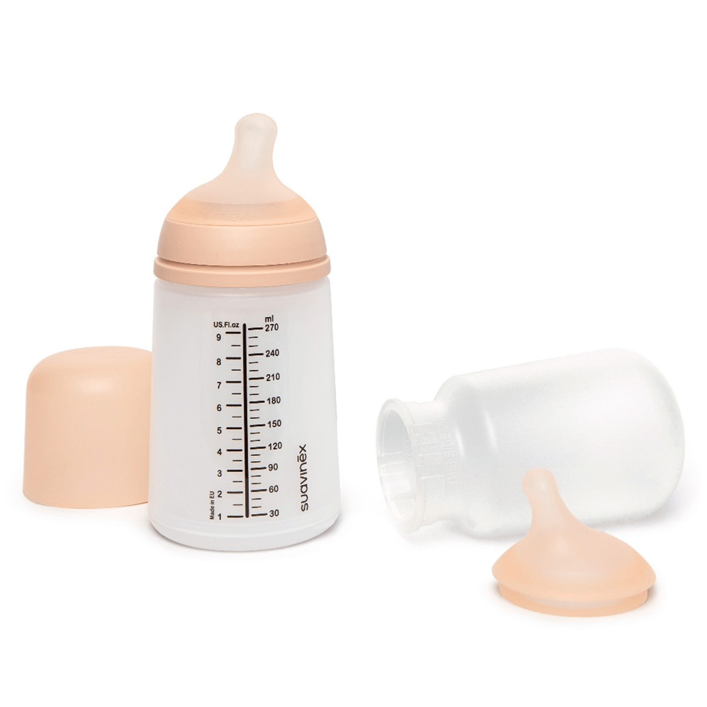 Suavinex Mamadera Pack mamadera zero zero 270 ml de flujo medio + tetina de repuesto + bolsa anti cólicos de repuesto - Suavinex 306423
