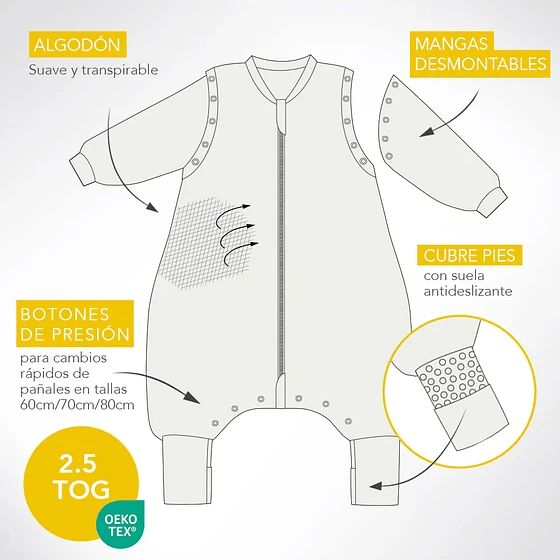 THE DREAM BAG Sacos de Dormir Saco de dormir TOG 2.5 Safari 12 a 18 Meses 70 cm - The Dream Bag DB-FS3-25-1