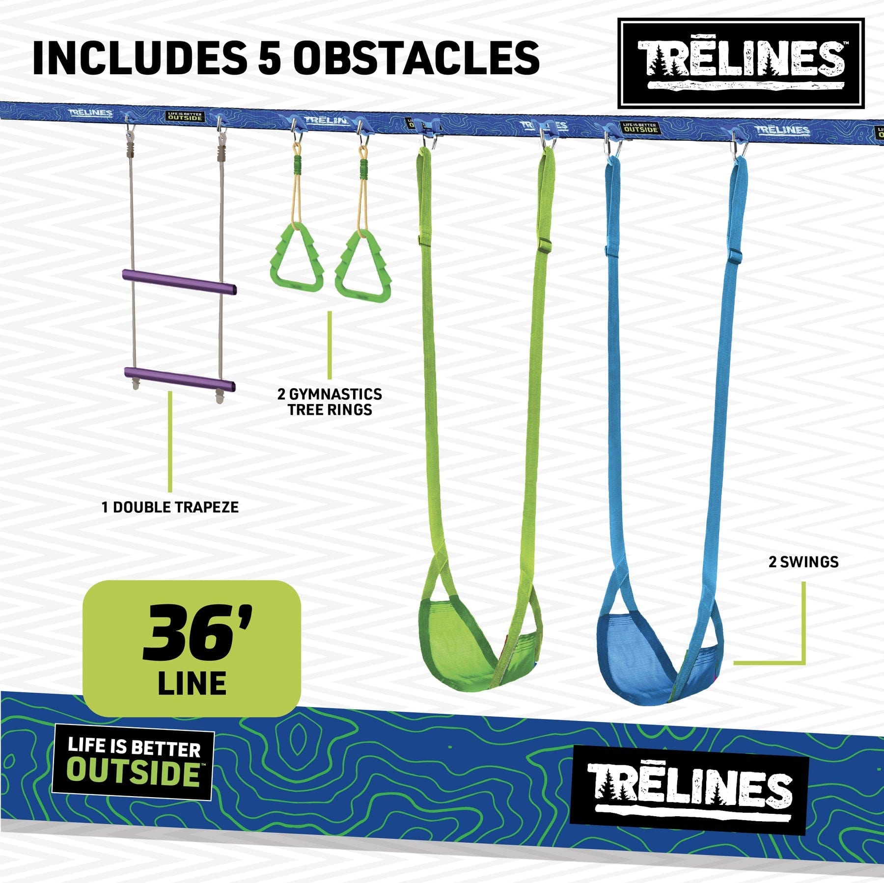 Trelines Juegos de Exterior Set de juego de exterior y patio de Slackline con accesorios - Trelines 847121