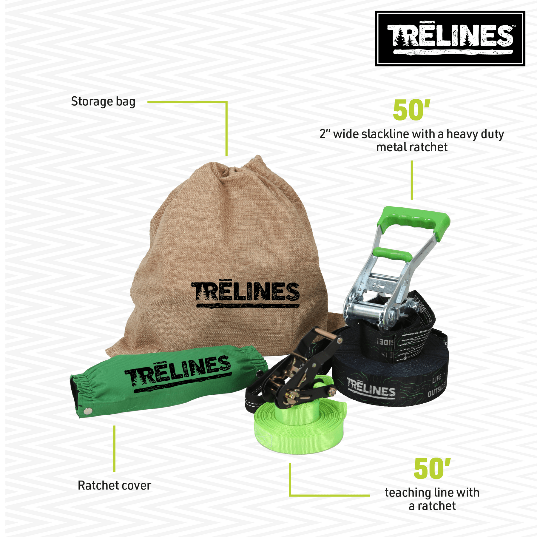 Trelines Juegos de Exterior Slackline Clásico para exterior 50 ft - Trelines 847125