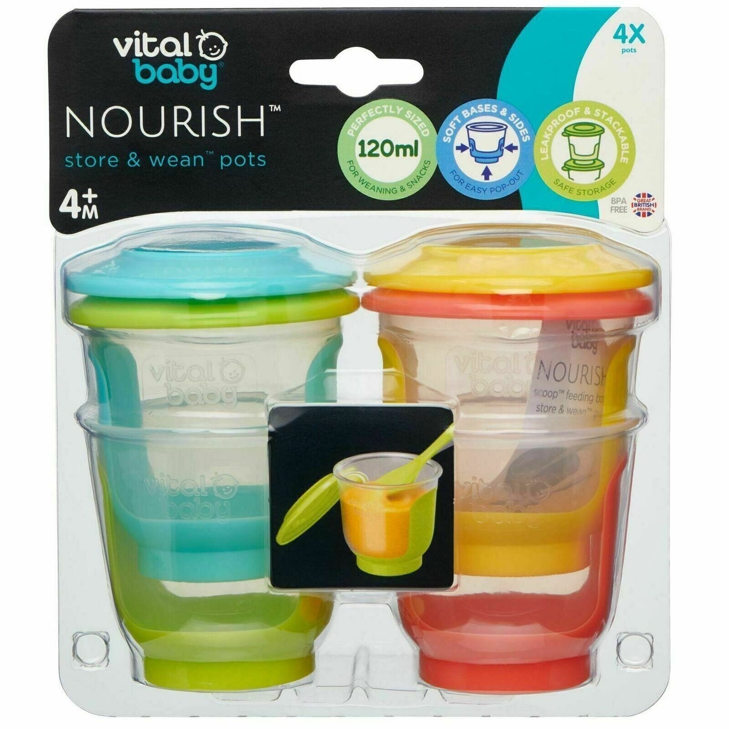 VITAL BABY Alimentación Pack de 4 envases plásticos de 120 ml 443889
