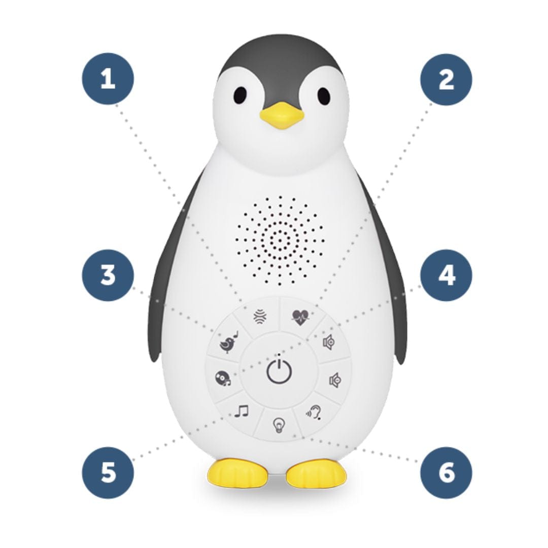 Zazu Maquina de Ruido Blanco Ruido Blanco y luz de noche con sensor de llanto / pingüino zoe blue ZA-ZOE-02