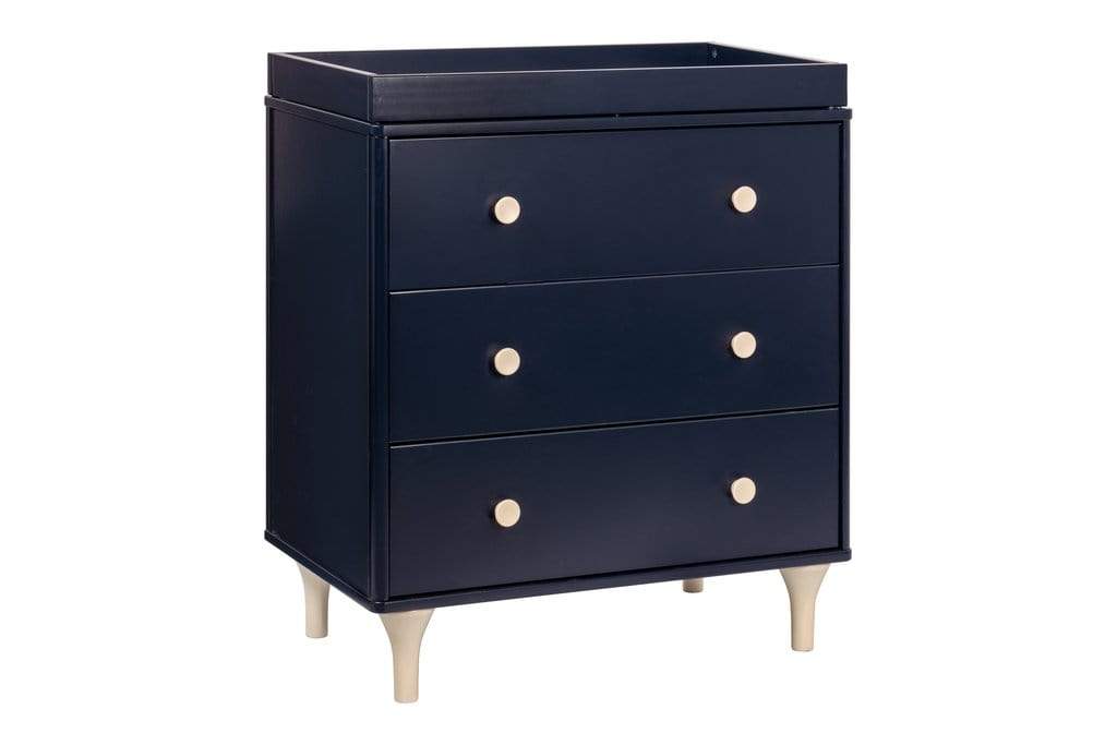 Babyletto mudadores Cómoda Mudador Lolly con 3 cajones y bandeja removible Babyletto Navy/Natural M9023VNX
