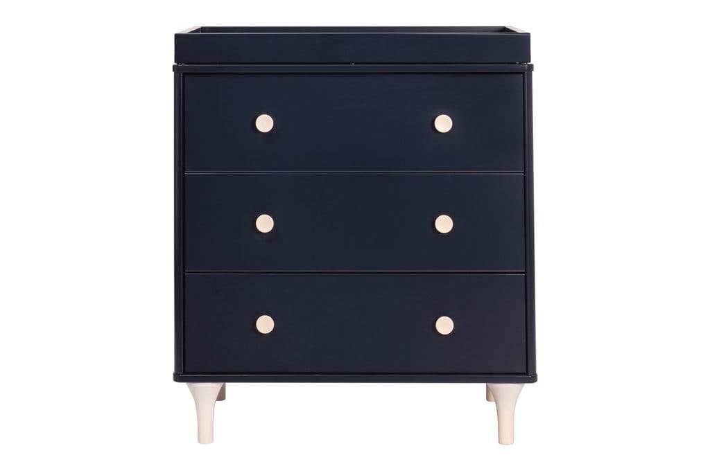 Babyletto mudadores Cómoda Mudador Lolly con 3 cajones y bandeja removible Babyletto Navy/Natural M9023VNX
