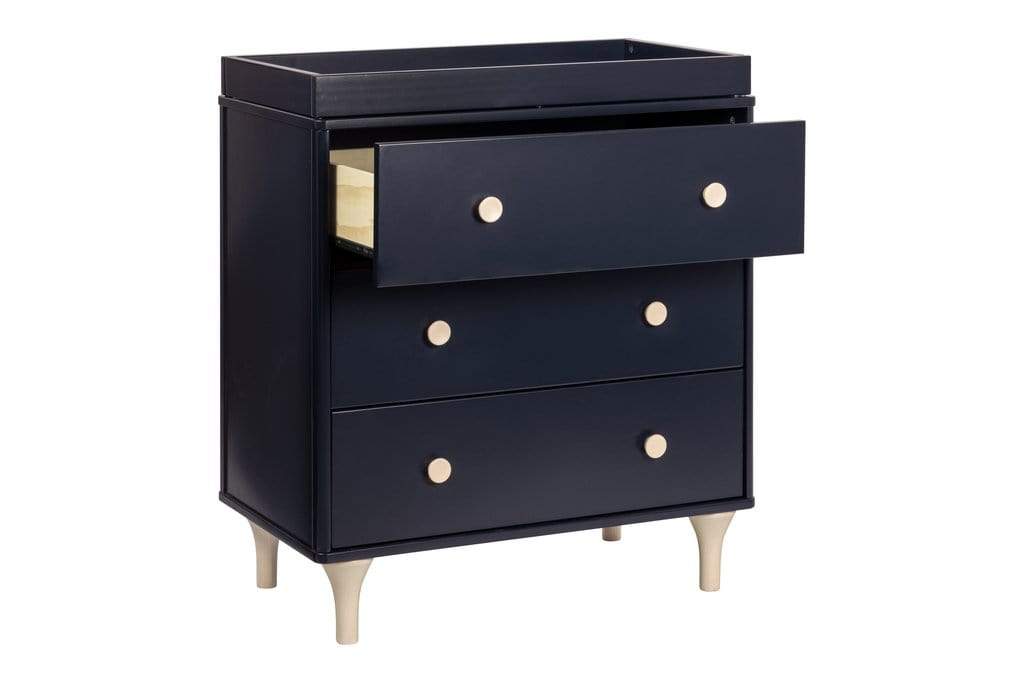 Babyletto mudadores Cómoda Mudador Lolly con 3 cajones y bandeja removible Babyletto Navy/Natural M9023VNX