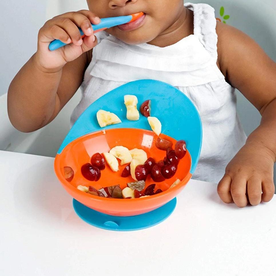 Boon Accesorios bebé Catch Bowl Plato con Ventosa Boon - Naranja/Celeste 1490820628931