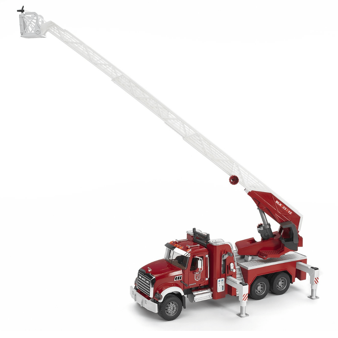 BRUDER Transportes Camión bomberos con escalera y bomba MACK Granite 02821  - Escala 1:16- BRUDER BRU02821