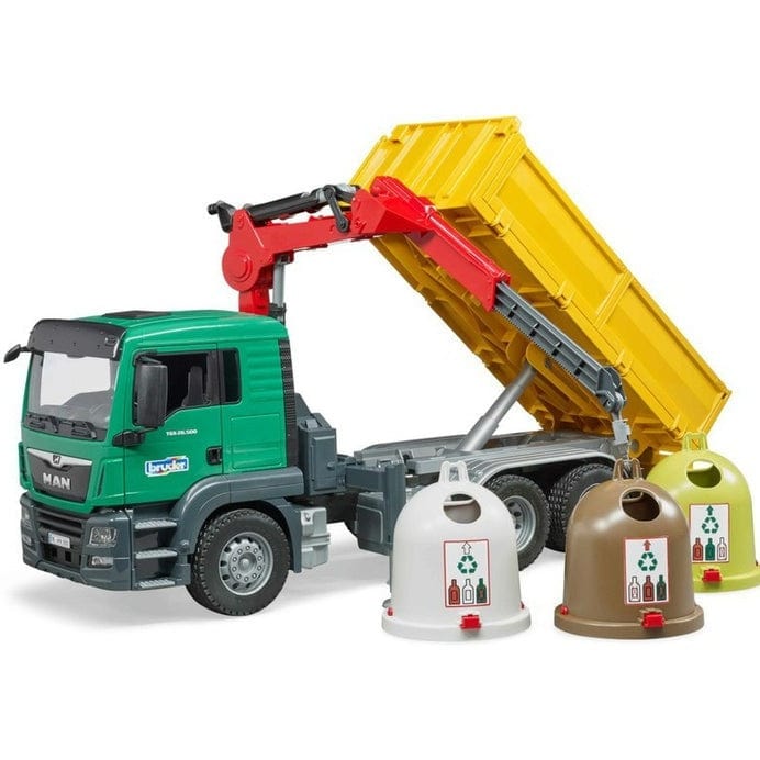 BRUDER Transportes Camión Con Grúa De Carga 3 Recipientes Para Reciclaje BRU03753