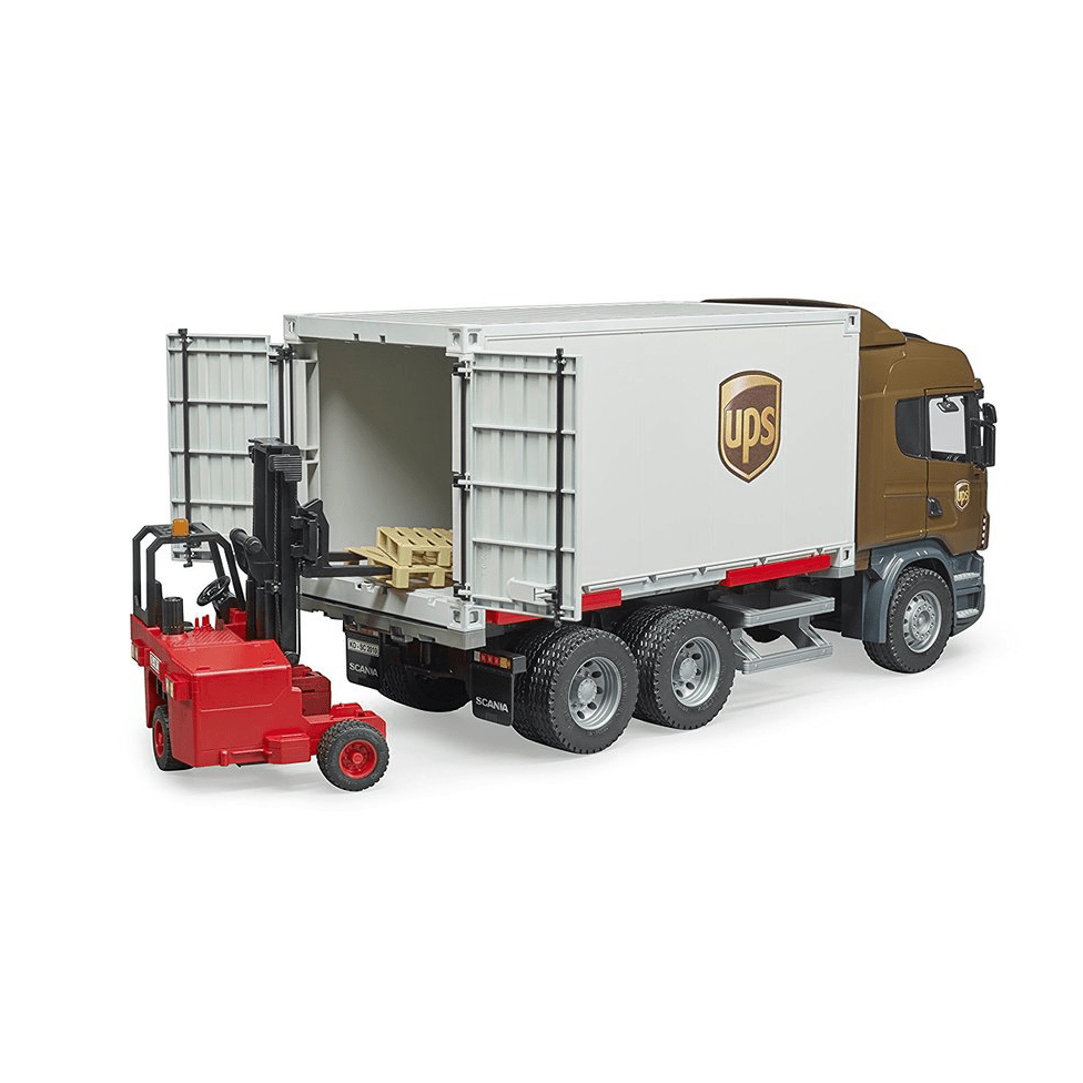 BRUDER Transportes Camión de logística Scania + montacargas 03581 - Escala 1:16- BRUDER BRU03581