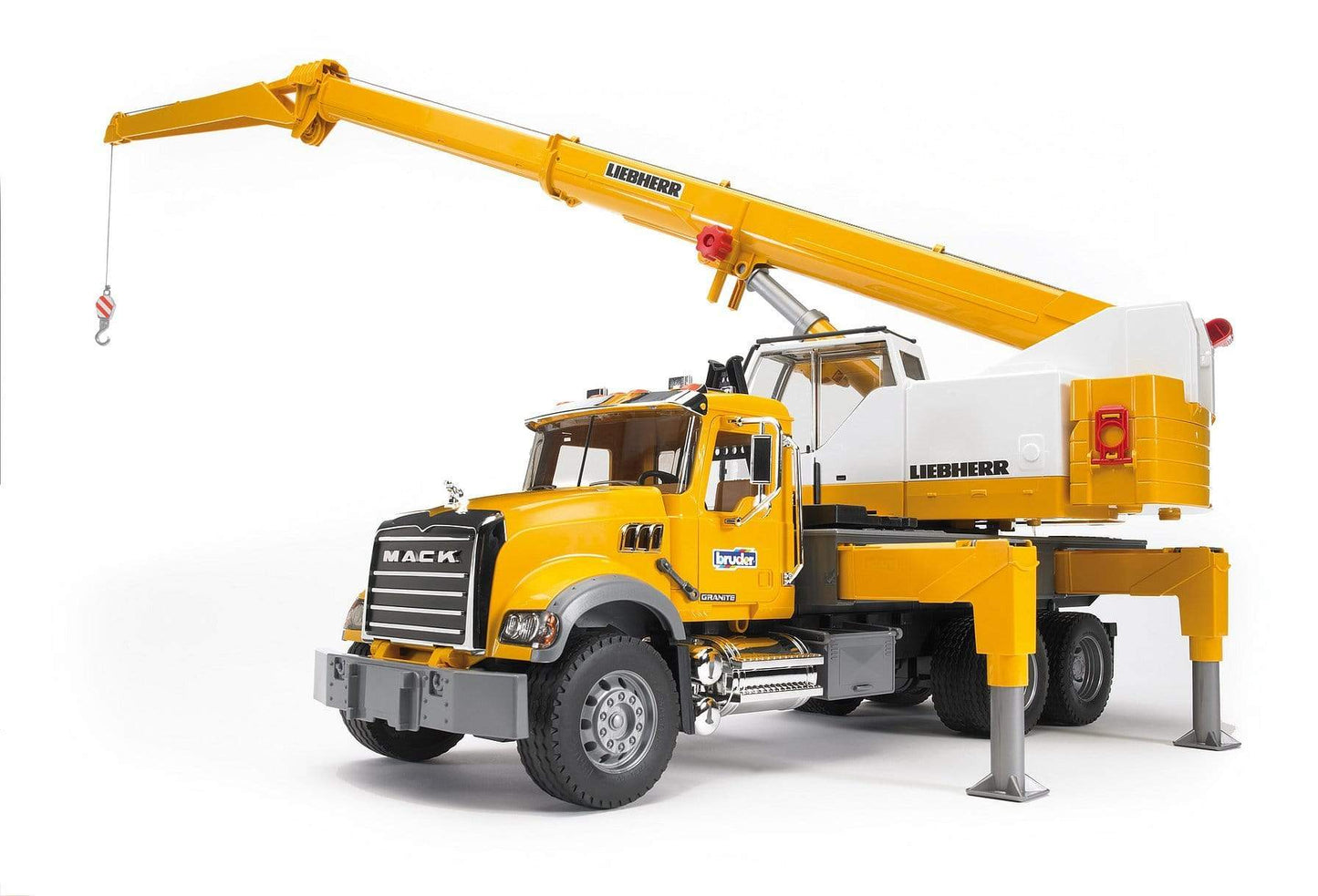 BRUDER Transportes Grúa telescópica sobre camión MACK Granite Liebher 02818- Escala 1:16- BRUDER BRU02818