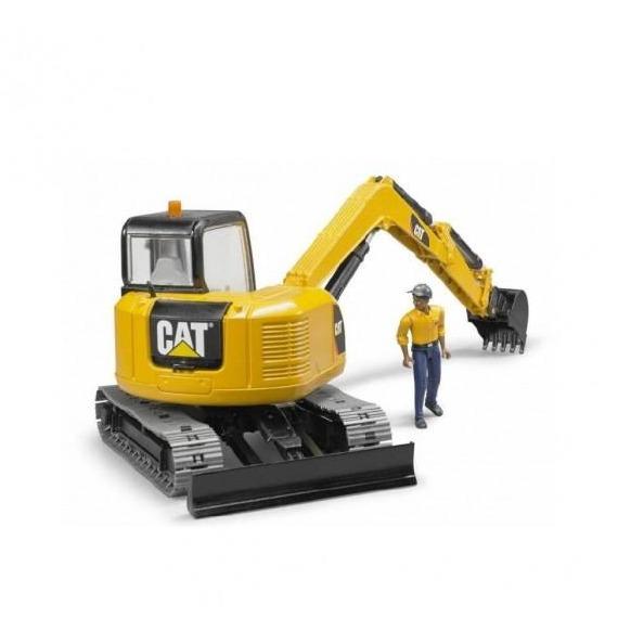 BRUDER Transportes Miniexcavadora CAT + 1 trabajador 02466 BRU02466