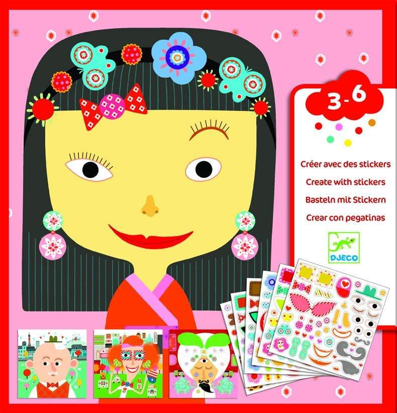 Design By Djeco Arte y Manualidades +3 Set de Creatividad: Completando rostros DJ08934