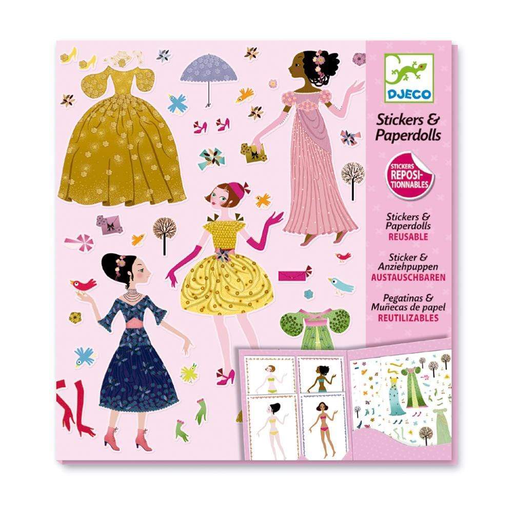 Design By Djeco Arte y Manualidades +5 Stickers y Muñecas de Papel Reutilizables DJ09690