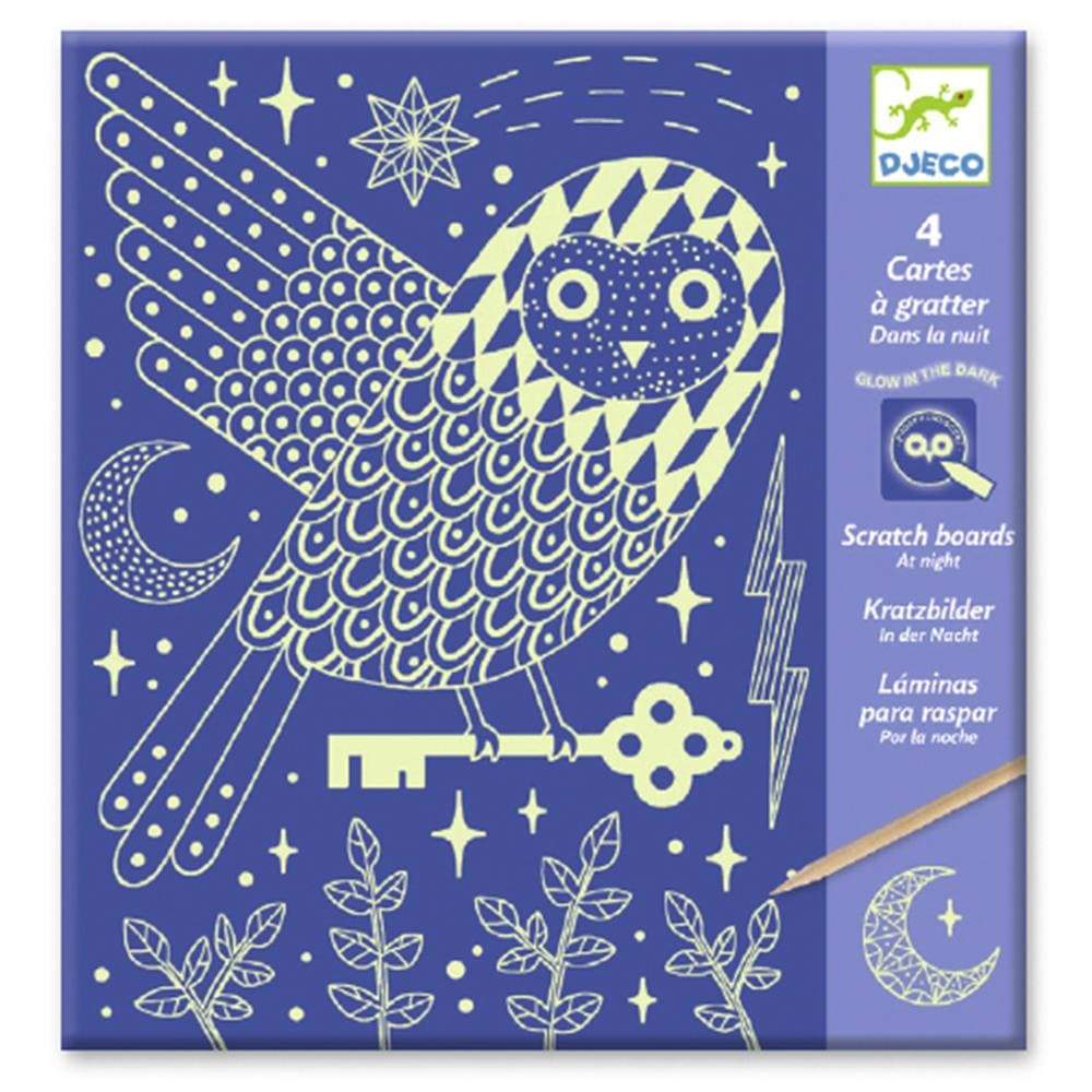 Design By Djeco Arte y Manualidades +6 Tarjetas para Rascar - De Noche DJ09735