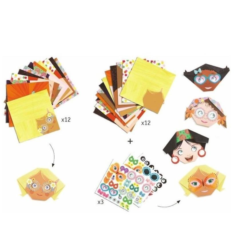 Design By Djeco Arte y Manualidades Crea con Papeles - Origami de Caras Bonitas DJ08757