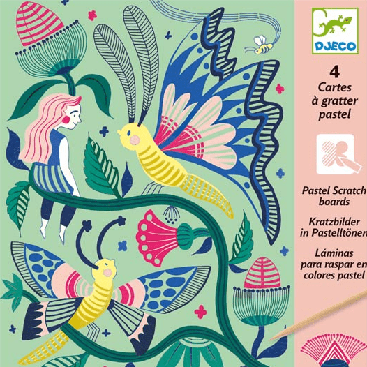 Design By Djeco Arte y Manualidades Láminas para Raspar en Colores Pastel DJ09719