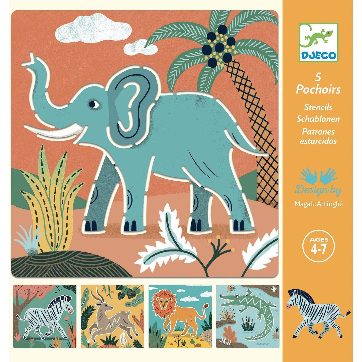 Design By Djeco Arte y Manualidades Plantillas de dibujo Animales Salvajes DJ08916