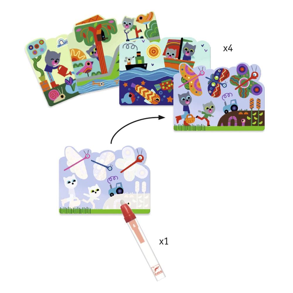 Design By Djeco Arte y Manualidades Set de Pintura Mágica-  Escondidos en el Jardín DJ09063