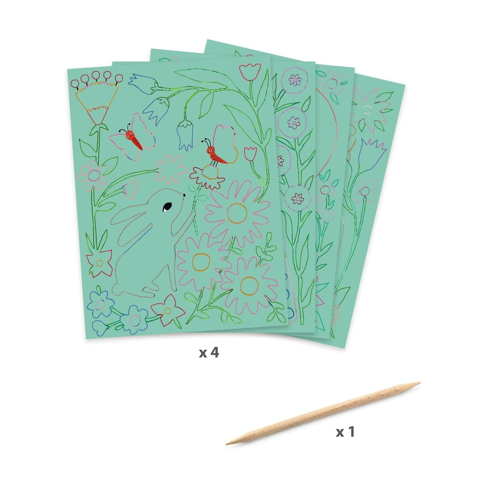 Design By Djeco Arte y Manualidades Tarjetas Para Rascar - Encuentros Animales Del Jardín DJ09717