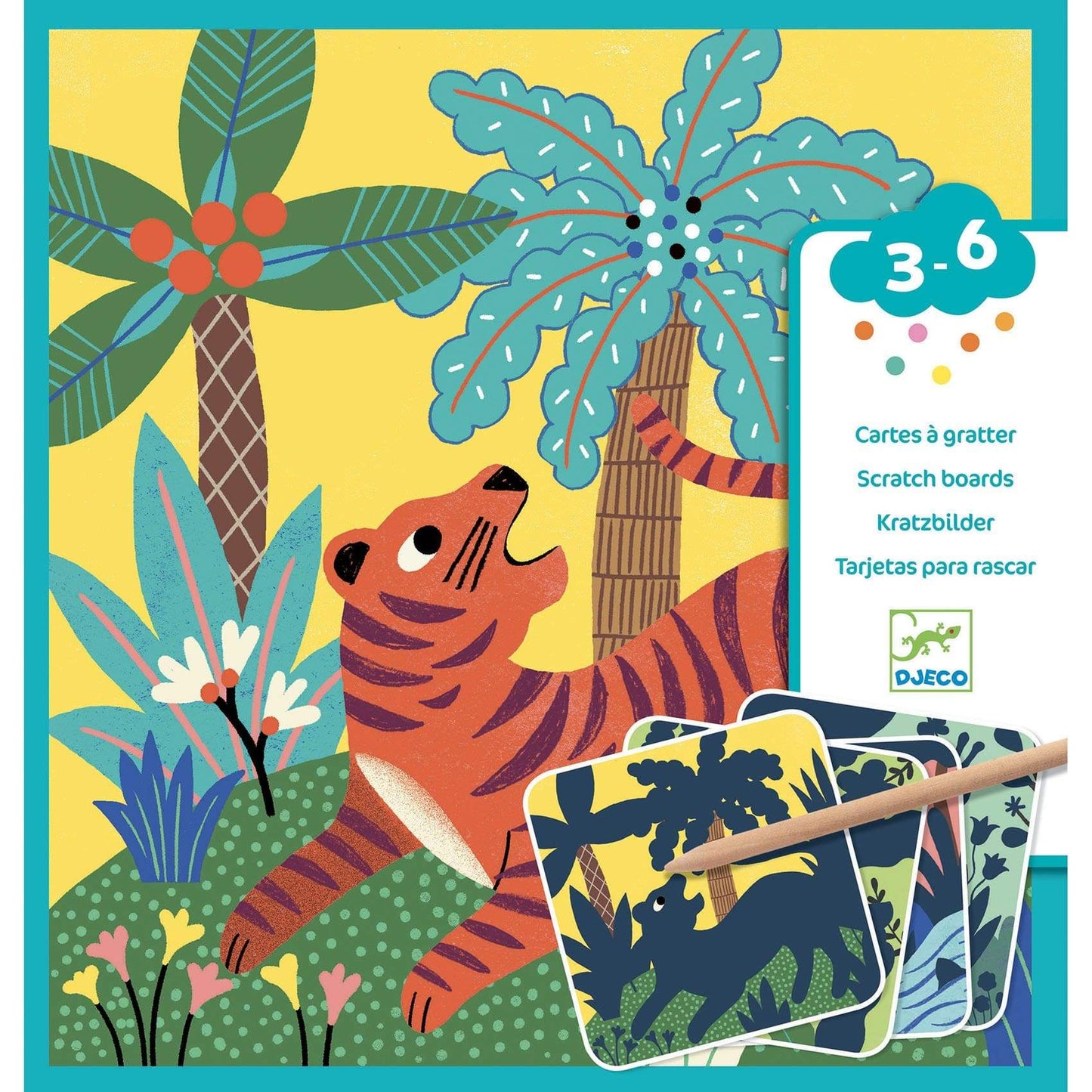 Design By Djeco Arte y Manualidades Tarjetas para rascar Grandes Animales DJ09095
