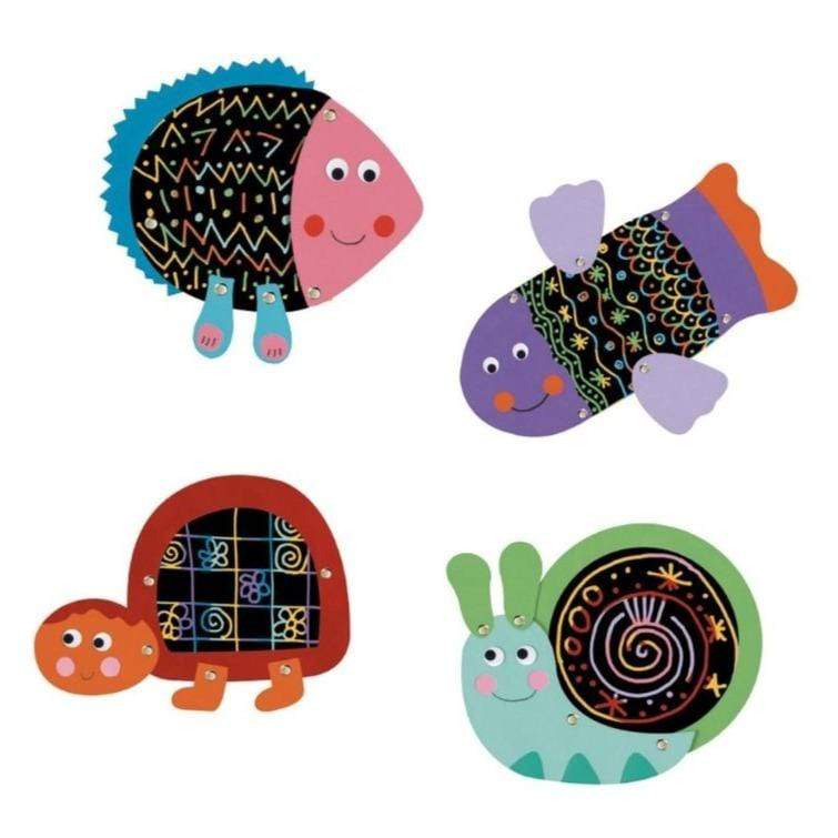 Design By Djeco Arte y Manualidades Tarjetas para Raspar Animales Divertidos DJ09094