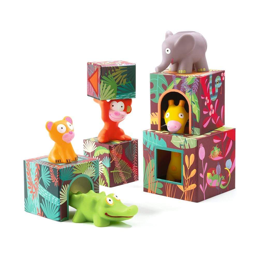 DJECO Bloques y Construcción +1 Cubos Apilables Topanijungle DJ09101