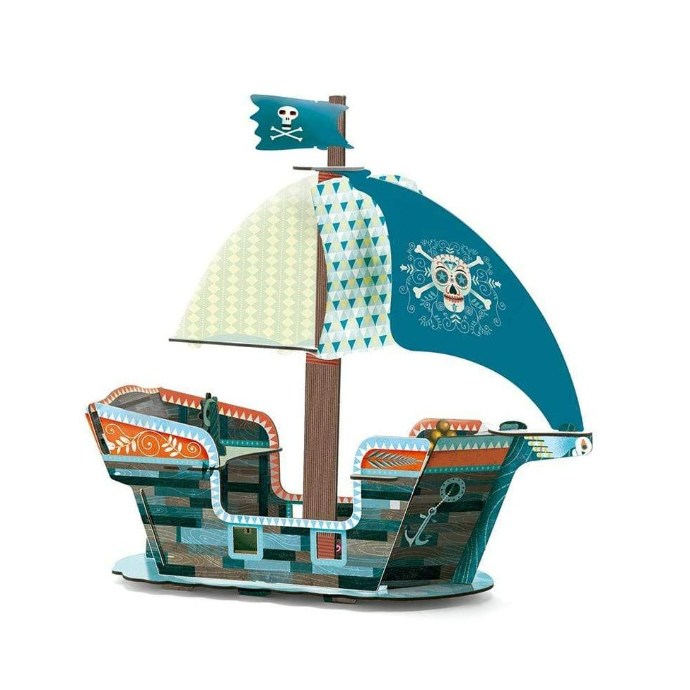 DJECO Bloques y Construcción +3 Juego en 3D Barco Pirata DJ07709