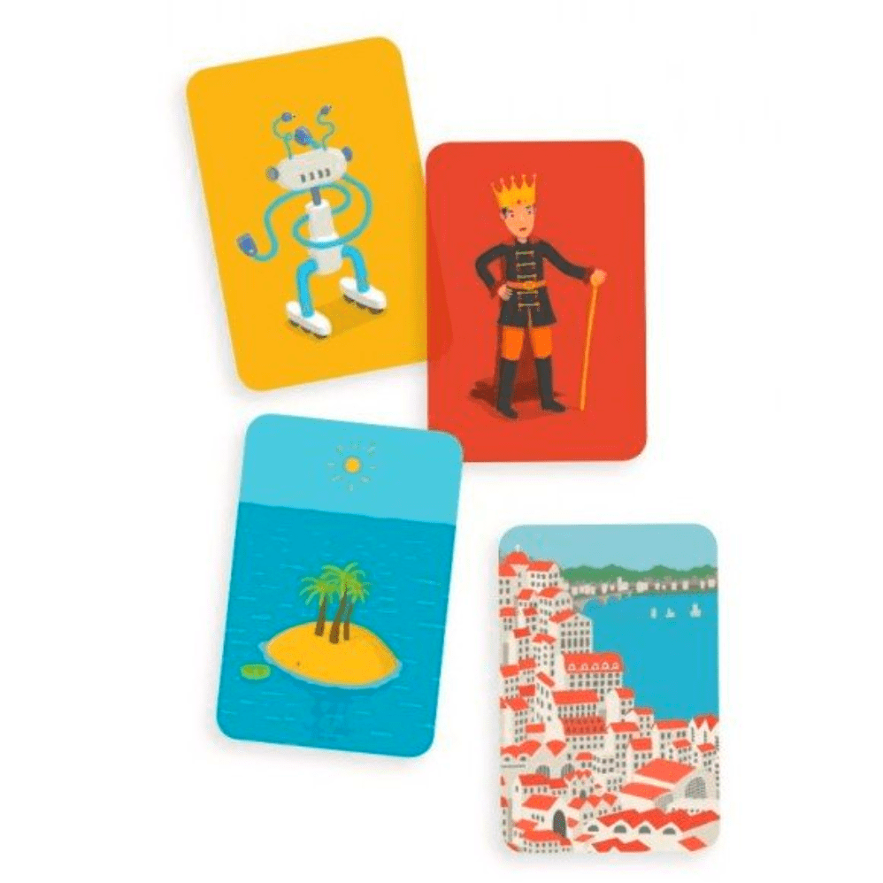 DJECO Juegos de mesa Juego de Memoria e Imaginación Mini Travel Stori DJ05372