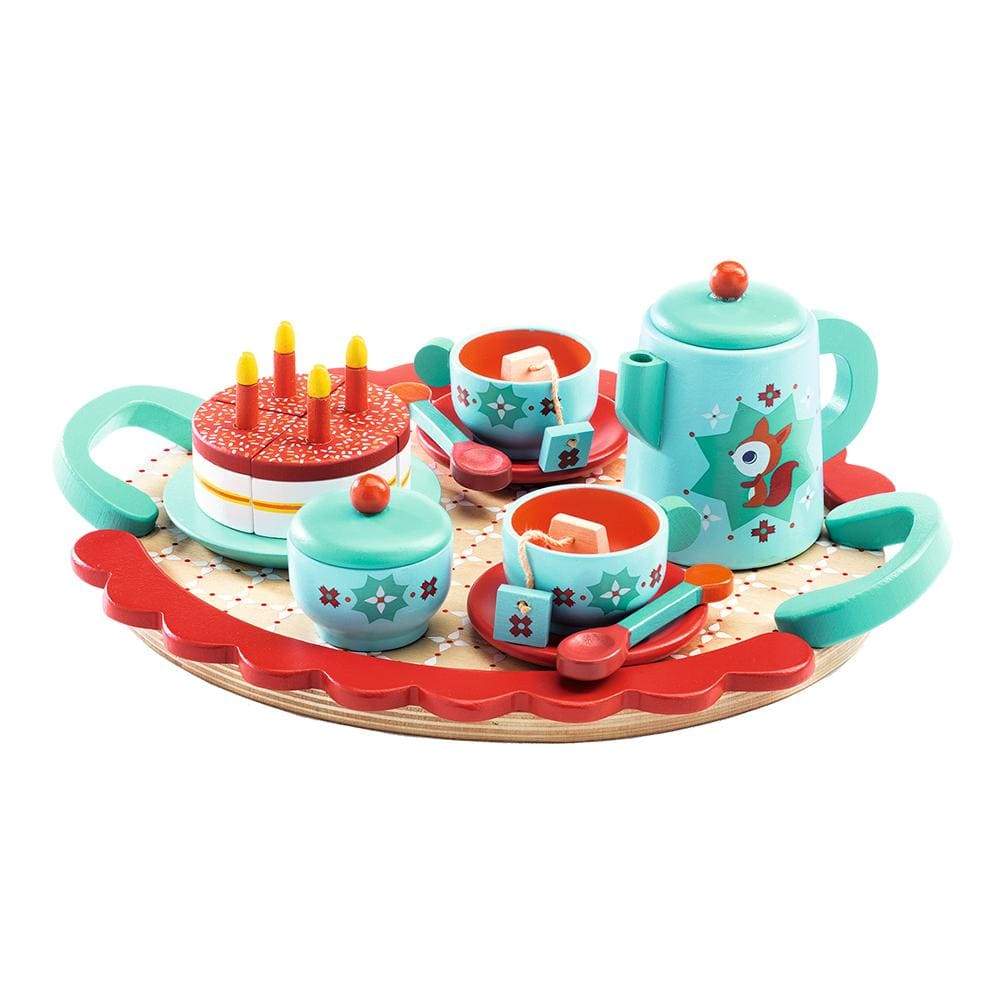 DJECO Juegos de roles +3 Set de Te y Pastel Fox Party DJ06633