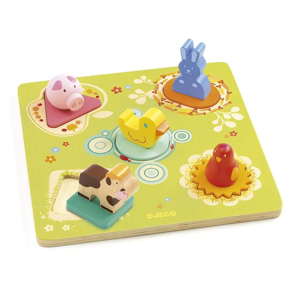 DJECO Puzzles y encajes +1 Puzzle Madera Relieve Bildi DJ01030
