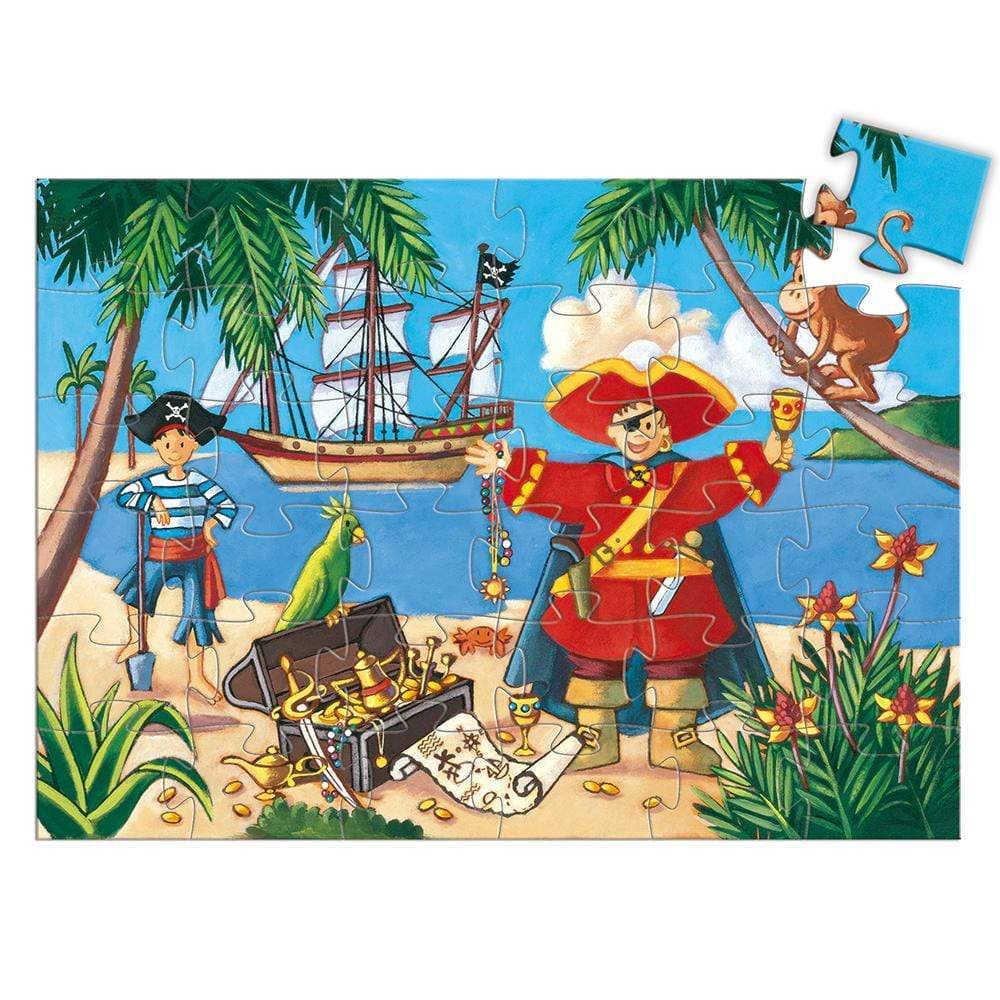 DJECO Puzzles y encajes +3 Puzzle El Pirata y su Tesoro 36 piezas DJ07220
