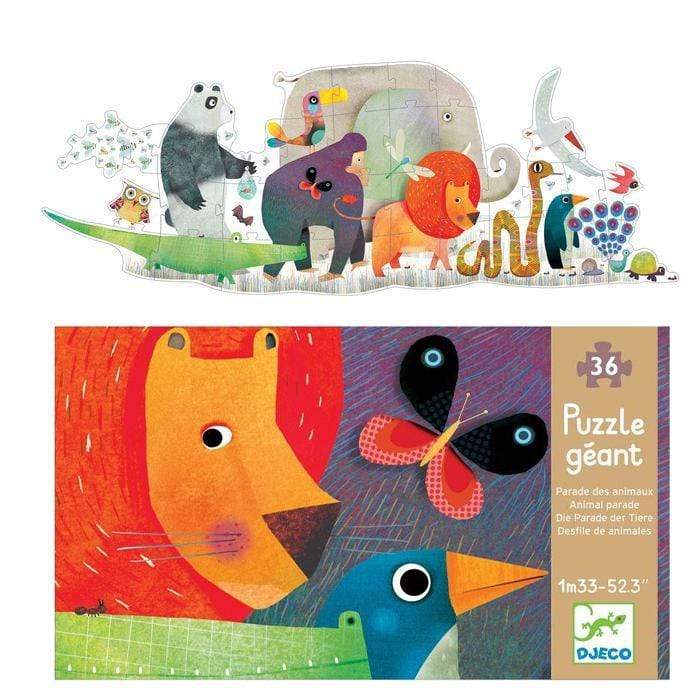 DJECO Puzzles y encajes +3 Puzzle Gigante Desfile de Animales DJ07171