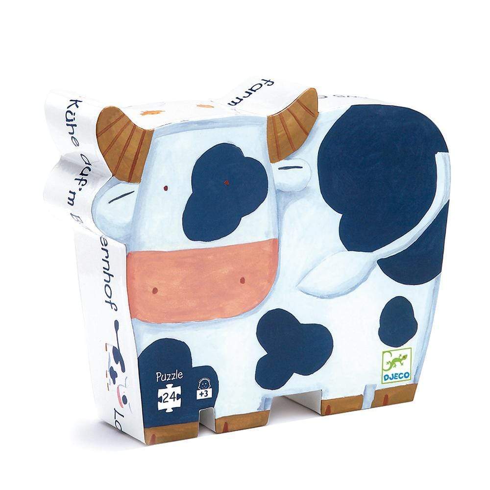 DJECO Puzzles y encajes +3 Puzzle La Vaca en la Granja 24 Piezas DJ07205