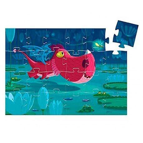DJECO Puzzles y encajes +3 Puzzle Silueta Edmond el Dragon 24 Piezas DJ07214