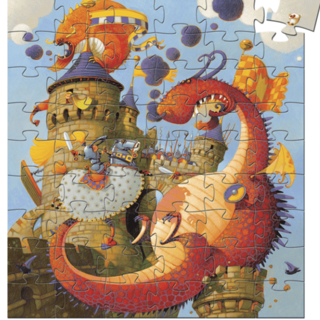 DJECO Puzzles y encajes +5 Puzzle Caballero y el Dragón 54 piezas DJ07256