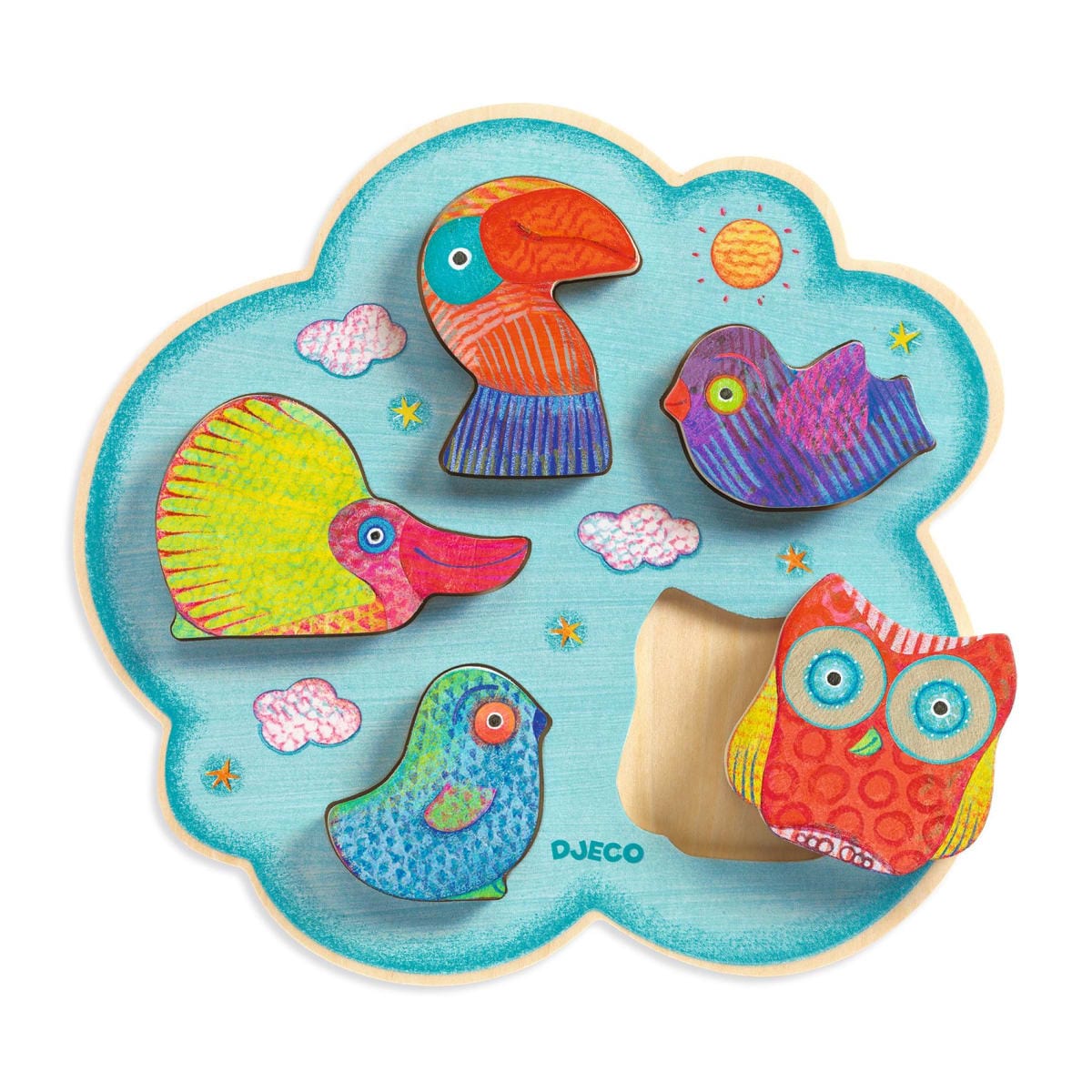 DJECO Puzzles y encajes Puzzle de encaje de madera Toucanco DJ01067
