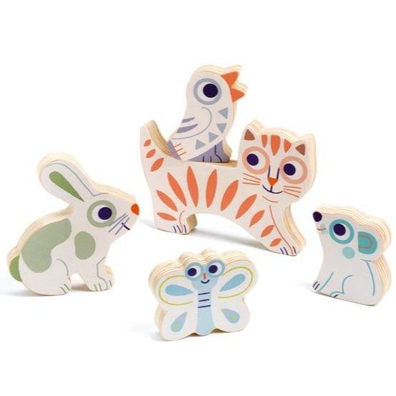 DJECO Puzzles y encajes Puzzle de madera Baby-Animali DJ06121
